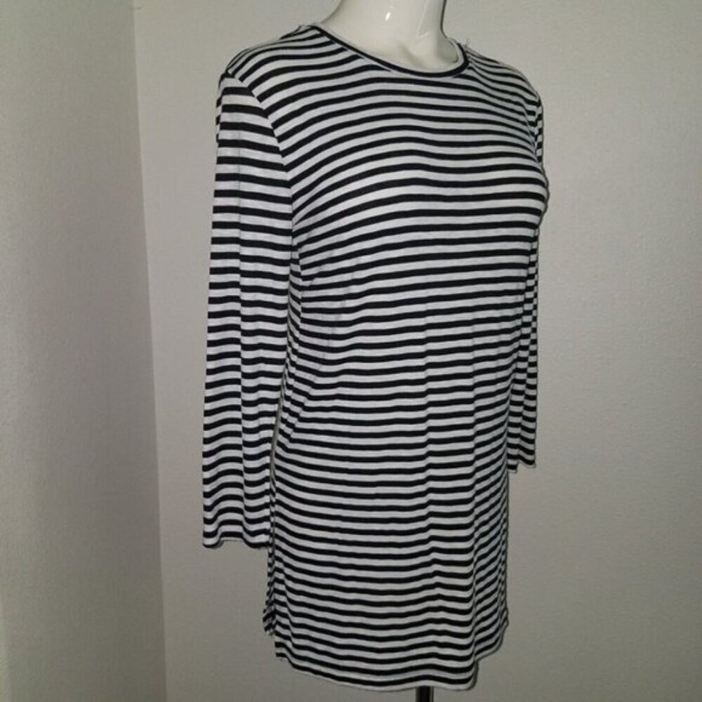 Old Navy Black White Striped Shirt Tunic Size XS Rayon Blend - Picture 6 of 8